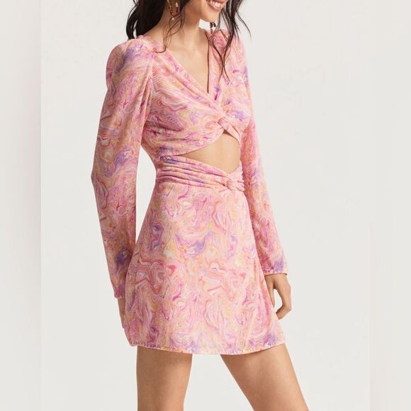 NWT LoveShackFancy Nanita Cut Out dress in Pink Marble - Picture 6 of 10